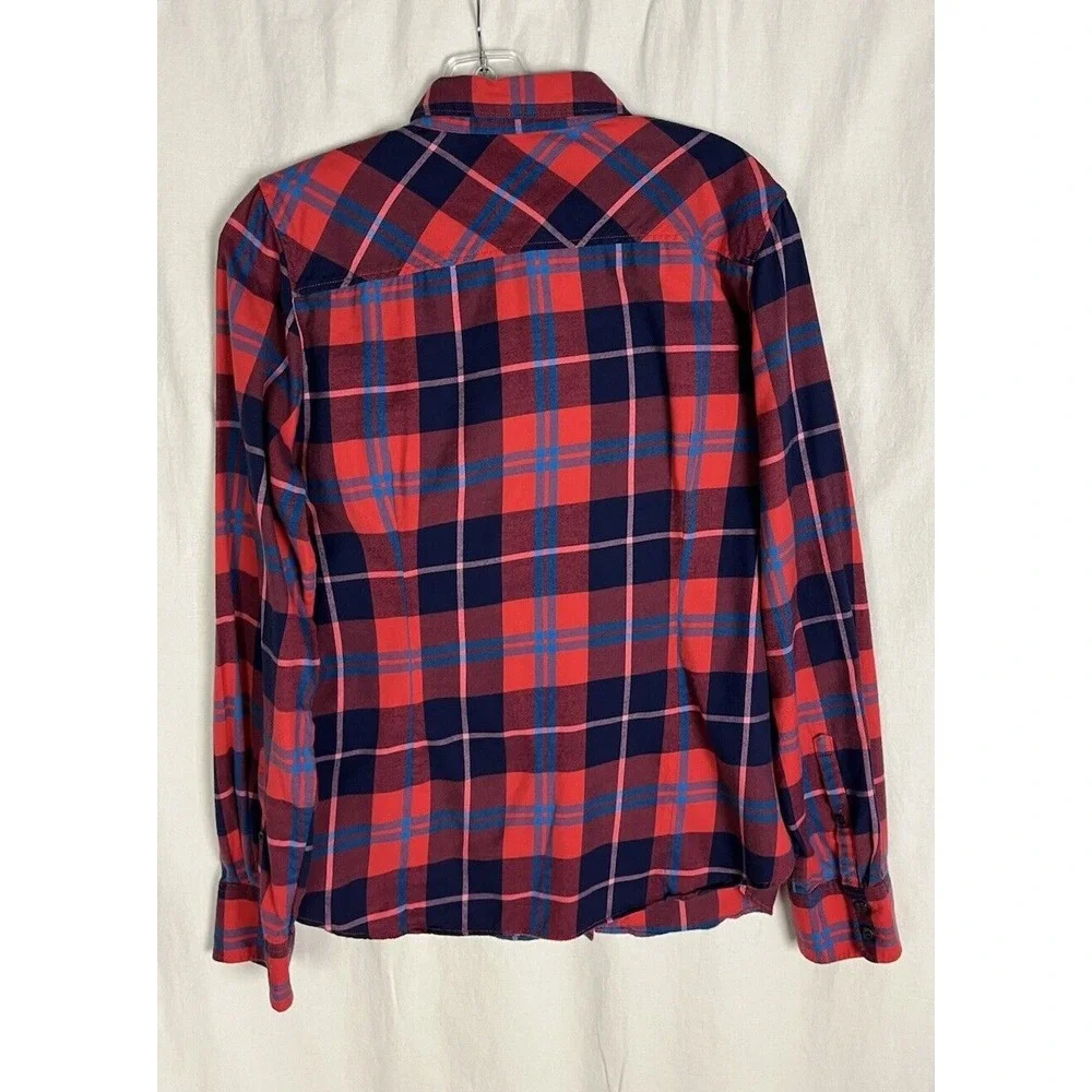 J‎ Crew Perfect Fit Plaid Button Front Shirt Women's Size L Multicolor Cotton